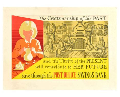 Original vintage advertising poster for the National Savings by the Post Office Savings Bank - The Craftsmanship of the past 