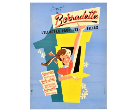 Original vintage advertising poster for Bernadette - Illustrated for Girls / L'illustre pour les Filles - Design features a g