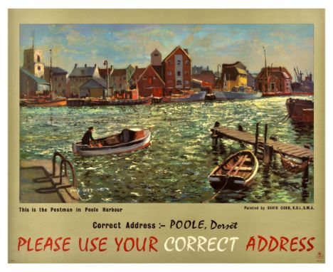 Original vintage advertising poster issued by the General Post Office to encourage public to use the correct postal address f