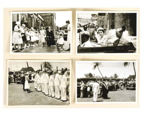 Original vintage set of 4 photographs from the Queen Elizabeth II Commonwealth Royal Tour with an envelope stamped Perth 1955