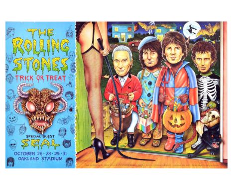 Original vintage advertising poster for The Rolling Stones Trick of Treat concert with special guest Seal at Oakland Stadium,