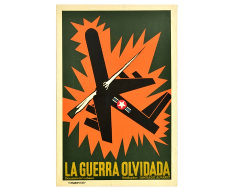 Original vintage movie poster for La Guerra Olvidada / The Forgotten War, a 1967 Cuban documentary by Santiago Alvarez about 
