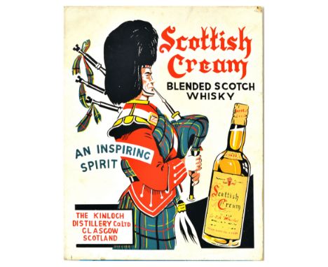 Original vintage advertising poster for Scottish Cream Blended Scotch Whisky from the Kinloch Distillery Glasgow Scotland, fe