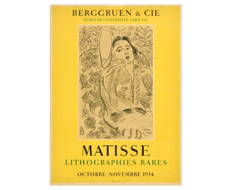 Original vintage advertising poster for the French artist Henri Matisse (1869-1954) Litographies Rares / Rare Lithographs at 