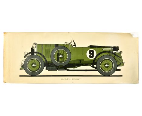 Original vintage advertising poster - 1929 4 1/2 ltr. Bentley - depicting a racing version of the automobile called Blower Be
