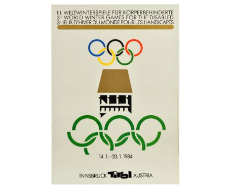 Original vintage sport poster for the 1984 Winter Paralympic Games - III Weltwinterspiele fur Korperbehinderte / 3rd World Wi