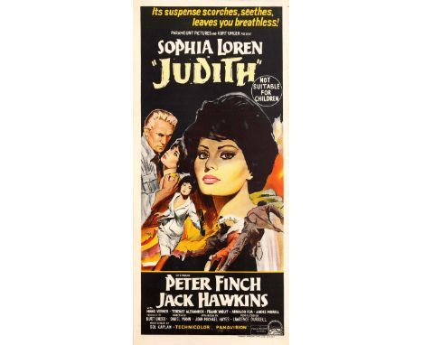 Original vintage movie poster for a war drama film Judith "Its suspense scorches, seethes, leaves you breathless! Not suitabl