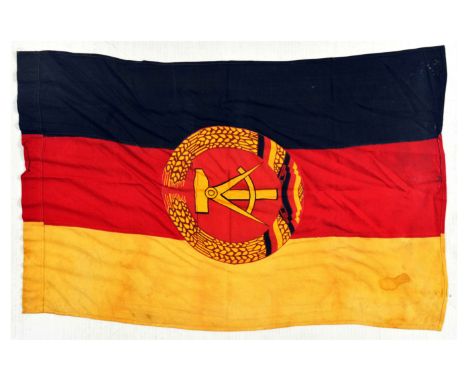 Original vintage hanging state fabric flag (Bannerflagge) for East Germany or DDR - Deutsche Demokratische Republik. The flag