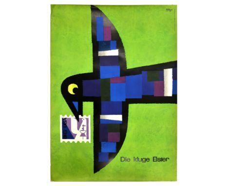 Original vintage advertising poster for the Basel consumers’ association BKG - Die kluge Elster / The clever magpie - featuri