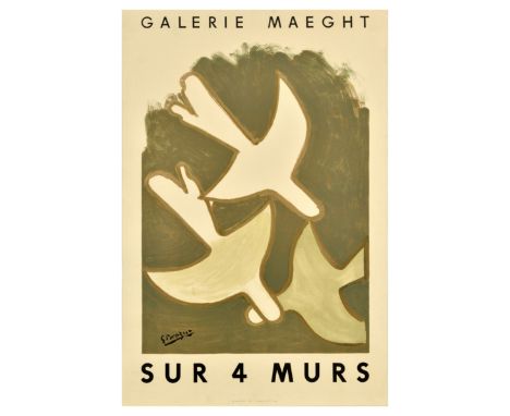 Original vintage advertising poster for Galerie Maeght artwork exhibition Sur 4 Murs / On 4 Walls featuring an artwork by the
