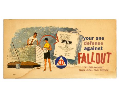 Original vintage propaganda poster - The Family Fallout Shelter get your one defense against Fallout get your free booklet fr