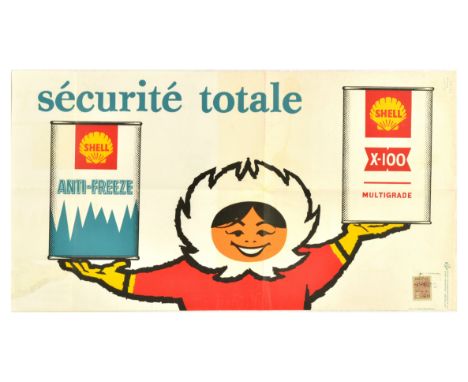 Original vintage advertising poster by Shell to market its Anti-Freeze and Mutigrade X-100. Fun design featuring a warmly dre