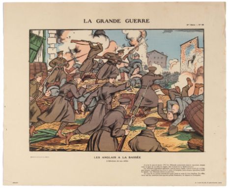 Original vintage WWI propaganda poster: La Grande Guerre - Les Anglais à La Bassée… L'Heroisme de nos Allies (Text translates