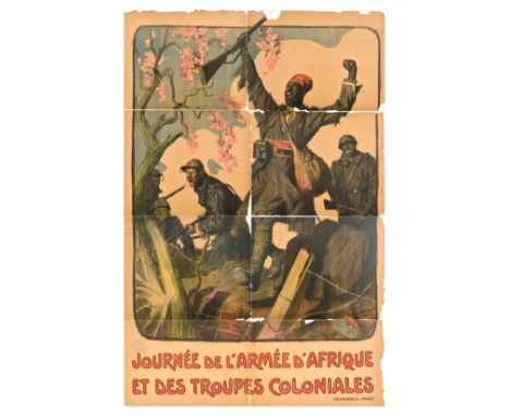 Original antique World War One propaganda poster - Journee de l'Armee d'Afrique et des Troupes Coloniales / African Army and 