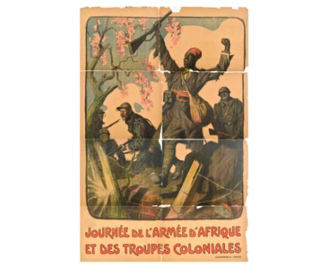 Original antique World War One propaganda poster - Journee de l'Armee d'Afrique et des Troupes Coloniales / African Army and 