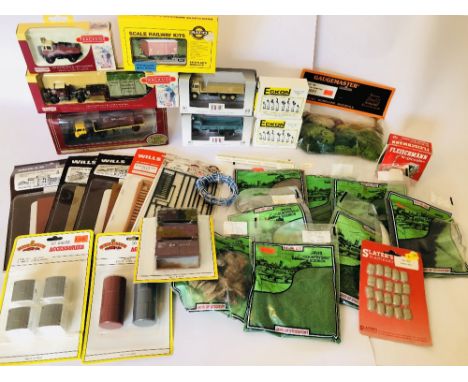 OO gauge accessories to include vehicles Wills walls Ratio gutters Bachmann wagon loads Javis Scenics Gaugemaster lichen Ecko
