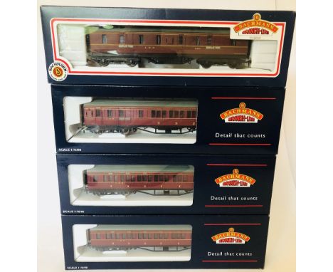 Bachmann OO gauge assorted LMS maroon passenger coaches all near mint in near mint boxes