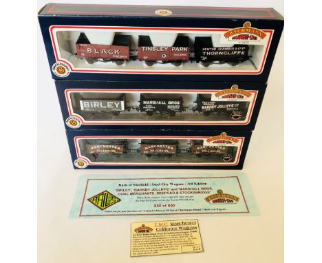 Bachmann OO gauge triple sets of seven plank coal wagons to include two limited edition sets with numbered certificates all n