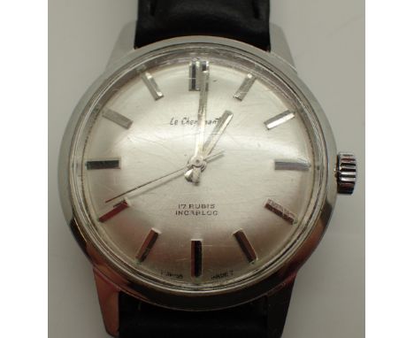 Gents Le Cheminant wristwatch on leather strap CONDITION REPORT: This item is working at lotitng.