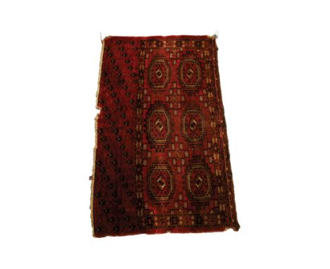 SEMI-ANTIQUE TURKOMAN ERSARI TORBA OR PILLOW with two rows of three octagonal guls above a patterned panel, all stencilled in