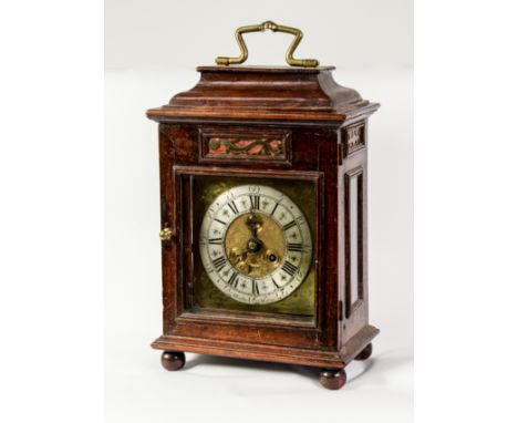 EARLY EIGHTEENTH CENTURY OAK CASED PROVINCIAL TABLE CLOCK SIGNED J HENDRIE, WIGTON, the 7” brass dial with silvered chapter r