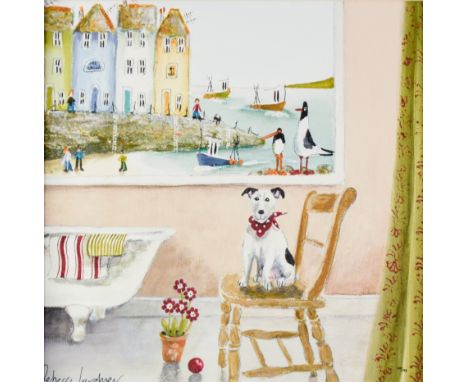 REBECCA LARDNER (1971)  ARTIST SIGNED LIMITED EDITION COLOUR PRINT ‘Paws and Reflect’ (110/195) with certificate 13 ½” x 13 ½