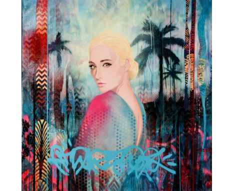 TROIKA (2003)  MIXED MEDIA ON CANVAS ‘Photogenic’  Stencilled signature and dated 2021 verso 39 ½” x 39 ½” (100.3cm x 100.3cm