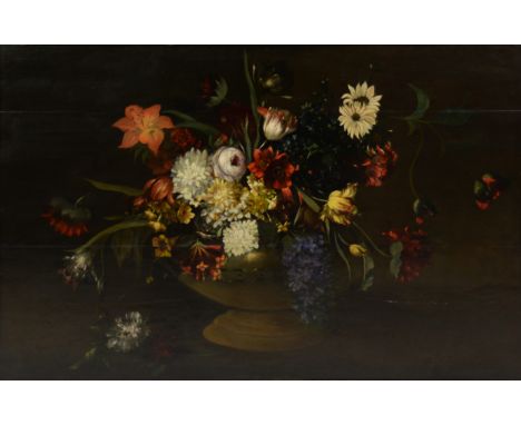 DUTCH GOLDEN AGE:  FOLLOWER OF MARIA VAN OOSTERWYCK 17TH CENTURY  OIL ON OAK PANEL  Still life with flowers in pedestal bowl,