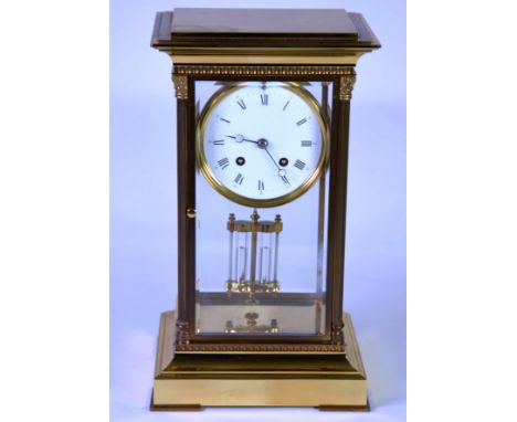 GOOD QUALITY FRENCH L'EPEE HEAVY GILDED and OXIDIZED BRASS FOUR-GLASS MANTEL CLOCK, striking on a bell with compensating MERC