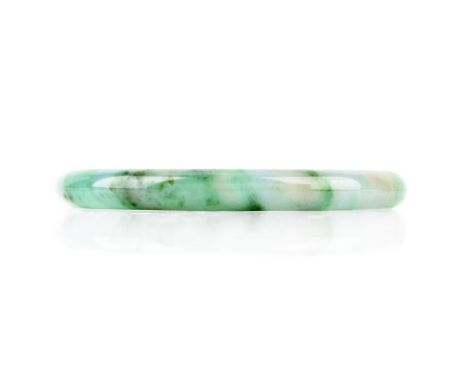 Vintage White to Green to Russet Jade Bangle Bracelet. Very good condition. Measures 5/16" W, 2-3/8" interior diam. Approx. w