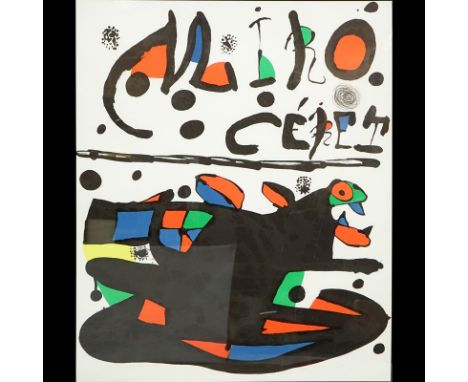 After: Joan Miro, Spanish  (1893 - 1983) "Ceret" Print. Good condition. Sight measures 25-1/2" H x 20-1/4" W, frame measures 