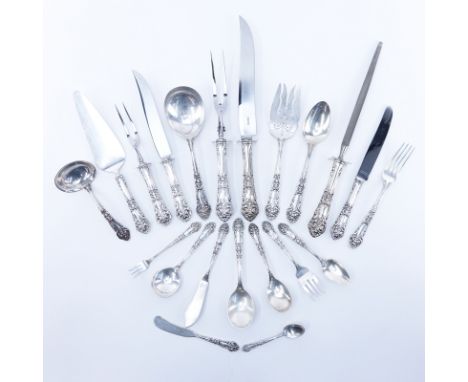 One Hundred Twenty Two (122) Piece Set Reed & Barton French Renaissance Sterling Silver Flatware. This large set includes: 9 