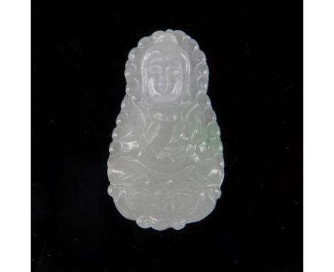 A Chinese Carved Apple Green Jade Buddha Pendant. Good condition. Measures 1-7/8" H x 1" W. Shipping $28.00 (estimate $250- $