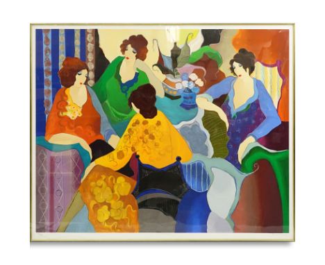 Itzchak Tarkay, Israeli (1935-2012) Serigraph "Four Women". Nicely framed under glass. Signed and numbered 197/350. Good cond