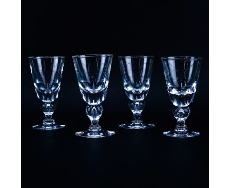 Four (4) Steuben Glass Goblets. Signed. Good condition. Measures 7" H. Shipping $55.00 (estimate $100-$150)