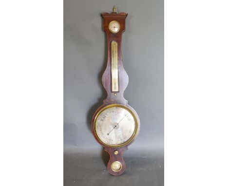 An Early 19th Century Mahogany Wheel Barometer Thermometer inscribed J Nicoletti, Bath Street, Bristol 