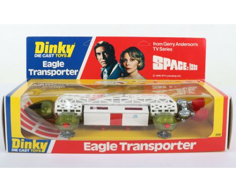 Dinky Toys 359 Eagle Transporter from Gerry Andersons Space 1999 Tv Series, metallic green/white/red body, red rear thrusters