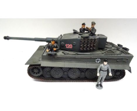 Plastic 1/35 scale Tiger Tank with four crew, New Toy Soldier German Army Band, Britains Kettenkrad (one handlebar missing) a