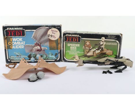 Vintage Boxed Palitoy Star Wars Return of The Jedi Speeder Bike Vehicle, in good complete condition and Kenner No.93510 Ewok 