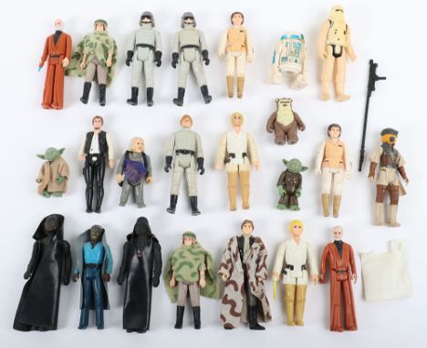 Quantity of Vintage Star Wars Action Figures including: R2-D2 @ GMFGI 1977 Hong Kong. 2 x Luke Skywalkers, 1@ GMFGI 1977 Hong
