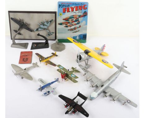 Nine Aircraft models, Including: (1986) Franklin Mint, Pewter, The Spitfire 50th Anniversary, with display stand, in excellen