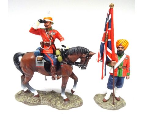 King &amp; Country Ludhiana Sikhs SOE14 Colours and SOE12 mounted British Colonel, Coldstream Guards Bandsmen with Officer CE
