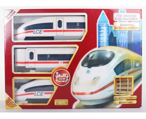 LGB boxed G scale 70600.8 High Speed LCE three car unit, German high speed train in white livery with red strip, boxed with c