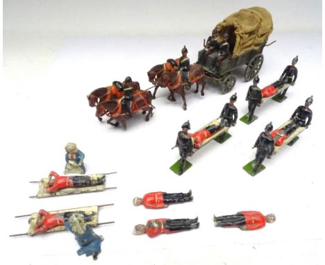 Britains set 145, Royal Army Medical Corps four horse Ambulance Wagon FIRST VERSION with two seated men, 1912 with, from set 