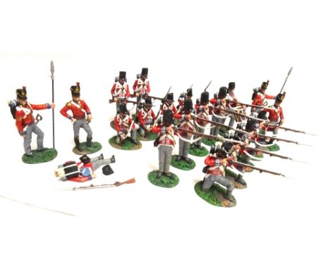 Britains matte series Napoleonic British 1/30 scale 1st Foot Guards in original individual clamshells, 36131 Casualty, 36132 