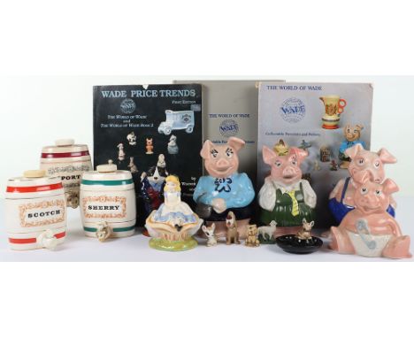 Four NatWest Bank Wade Pigs,  three wade Sherry, Scotch, Port barrels, Wade Bertram Badger, three Wade reference books, Royal