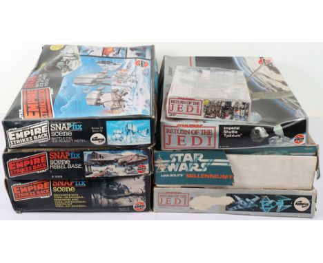 A Quantity of Star  Vintage Kits, MPC ROTJ AT-ST sealed, Airfix ESB snap fix scene Battle on Ice planet Hoth, Rebel Base, Enc