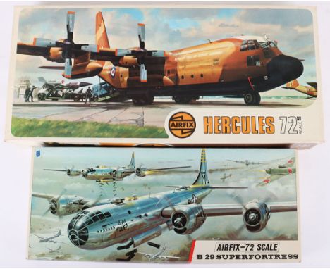 Two Boxed Airfix Kits, Including: 1:72 Scale B 29 Superfortress, 1:72 scale Lockheed C130k Heracules, A14003, All in Mint Con