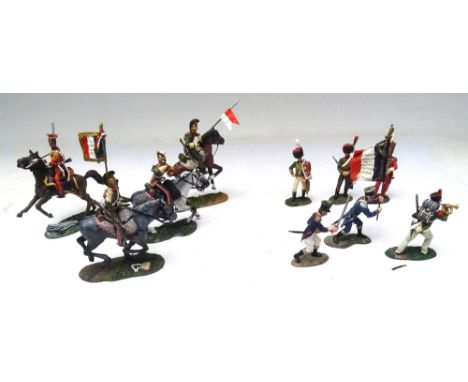 Britains matte series Napoleonic 36147 Dutch Lancer (1/30 scale) and 54mm size 3rd Lancers  36072 and 36073, and 36053 4th La