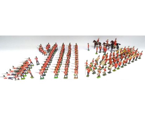 Britains repainted Somerset Light Infantry on guard and firing, Drums, Fifes, Bugles and Band, with Officers and General Staf